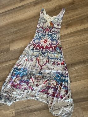 Boho Elephant Print 2-in-1 Harem Jumpsuit Pants Blue Teal XXL